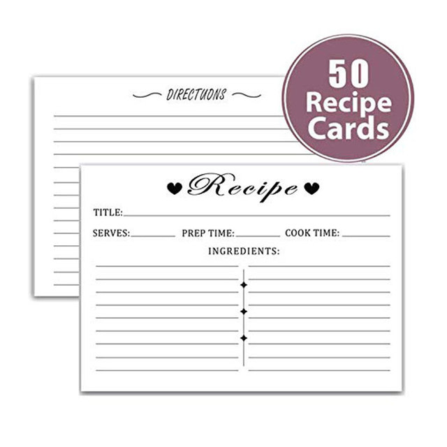 Remarkable Recipe Cards 4 x 6 Double Sided - Black and White